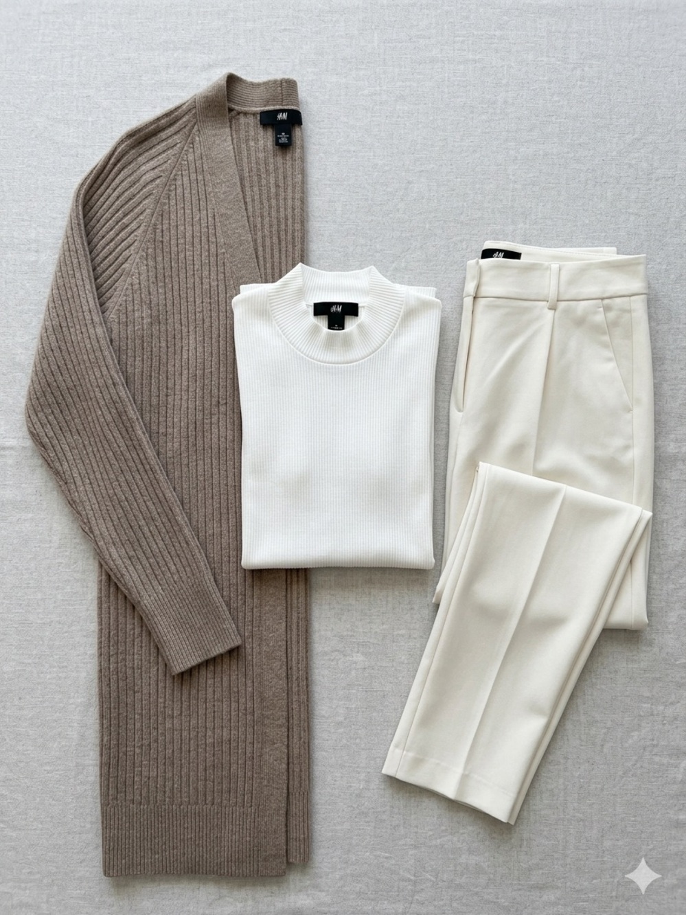 H&M 3-PC CAPSULE SET: Long Maxi Cardigan (XS), Mock Neck Top (XS) & Slacks (4) - Picture 3 of 7